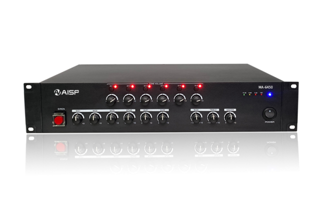 Aisp Ma 6450 6 Zone Mixer Amplifier with Siren 450w, audio