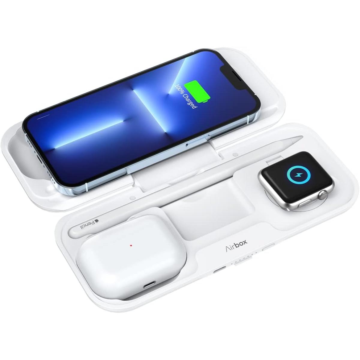 Momax Airbox Multi Device Wireless Charging Power Bank, Foldable 5 In 1 Wireless Charging Station, 10000mah Mfi Certified For Iphone 15/plus/pro/pro Max,14,13 Series, Apple Watch, Airpods And More White Momax Airbox Multi Device Wireless Charging Power Bank, Foldable 5 In 1 Wireless Charging Station, 10000mah Mfi Certified For Iphone 15/plus/pro/pro Max,14,13 Series, Apple Watch, Airpods And More White