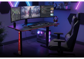MARVO DE‑10 Arena E60 – Height‑Adjustable RGB Gaming Desk, 120×60cm Carbon Fiber Surface, Steel Frame, Ergonomic Design, Home Office Computer Table
