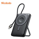 Mcdodo Mc 6320 Digital Display Magnetic Power Bank 10000mah 20w With Usb C Cable & Stand Wireless Charging For Phone Watch Earbuds Black