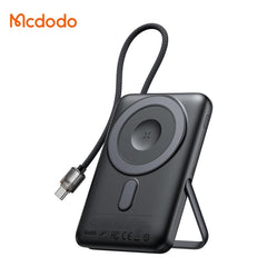 Mcdodo MC-6320 Digital Display Magnetic Power Bank 10000mAh 20W With USB-C Cable & Stand Wireless Charging for Phone watch Earbuds - Black