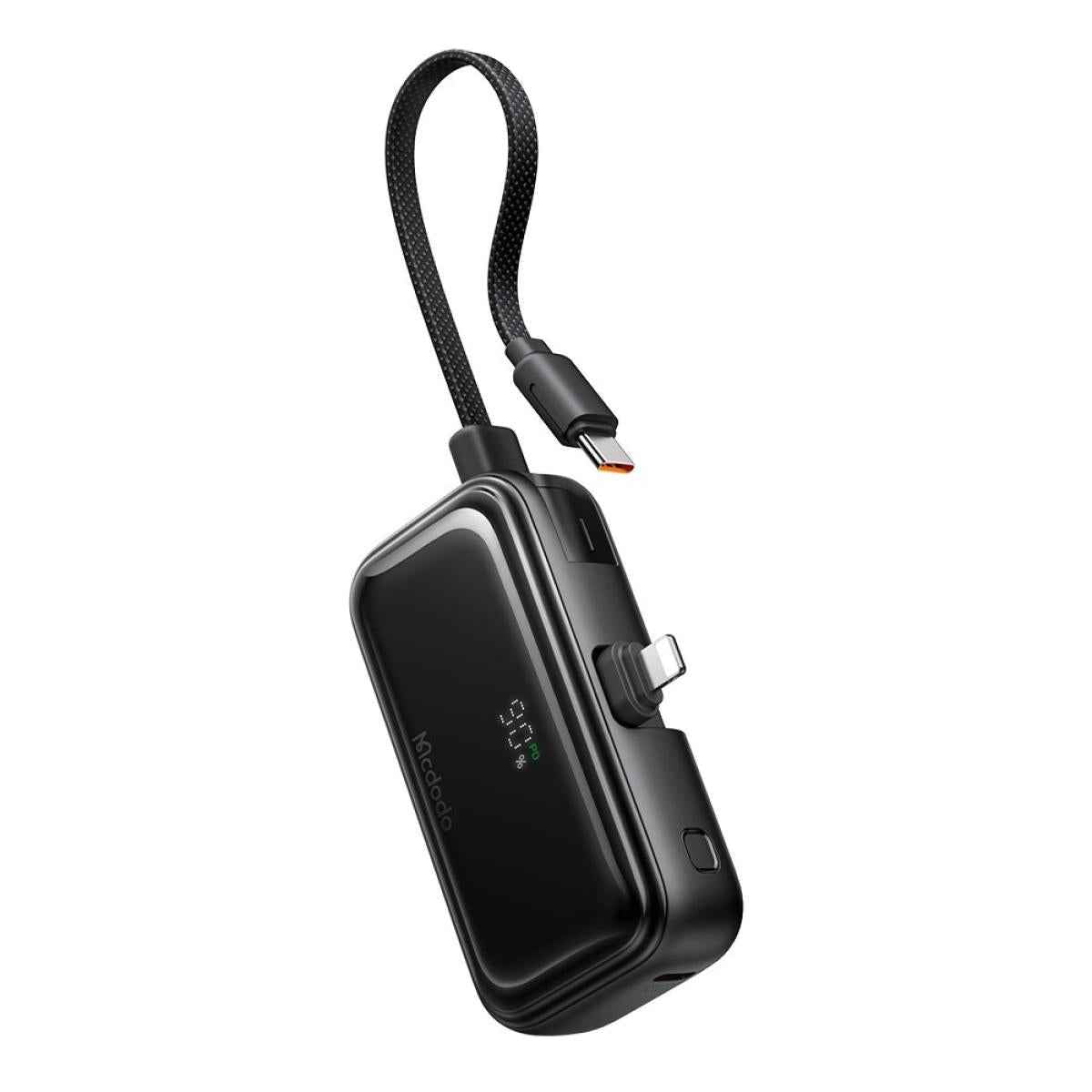 Mcdodo Mc 7800 Mdd Free Kit Series Power Bank Portable Charger With Iphone Plug And Digital Display 5000mah 20w Black