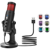 Jmary MC-PW9 Wired USB RGB Microphone for Recording - Black