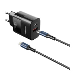 Rockrose Wall Charger Eclips GII Combo, 20Watts PD & QC 3.0, 2Port, Black