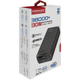 Promate Powermine 130 38000mah 130w Quick Charging Power Bank for Laptops Tablets Smartphones with Circuits Prote