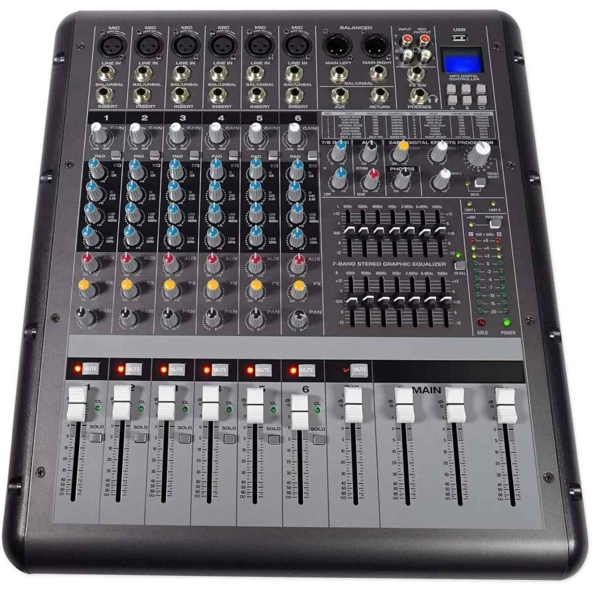 SHUCE PMA-10D 600W 8 Channel 2 Mic with USB & Effects Mixer