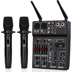 Professional K2 All-in-One 5 Channel Bluetooth Mixer with Two Mics 48V