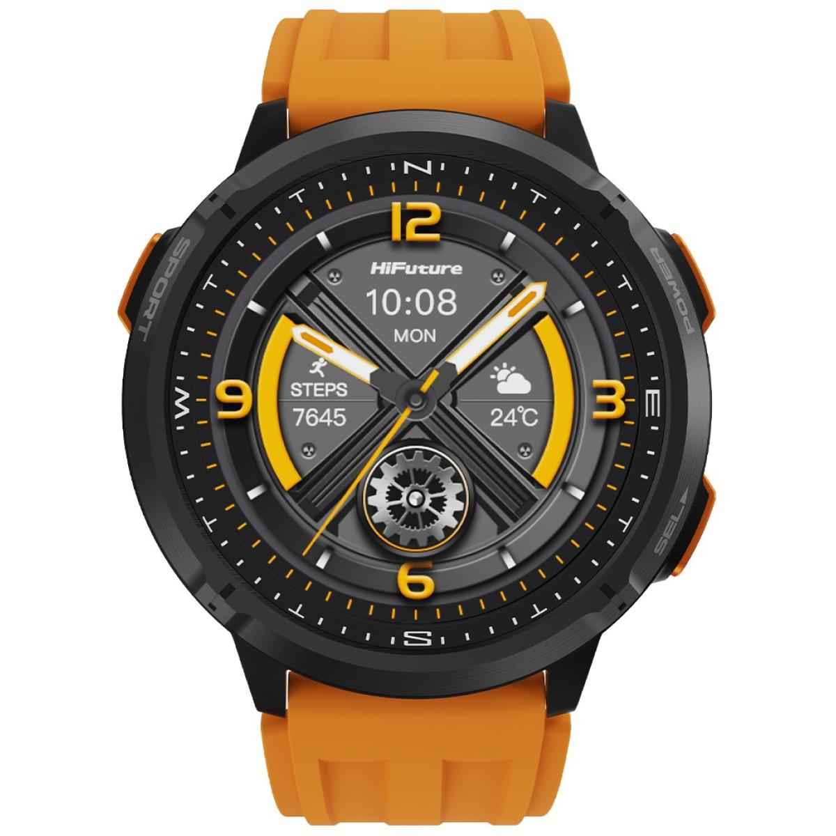 Hifuture Mix 3 Smart Watch, 1.43" Amoled Display, Powered By Dual Core Processor & Syntra Ai, 100+ Sports Modes Heart Rate & Oxygen Tracking, 3atm Waterproof, Up To 10 Days Daily Use Orange