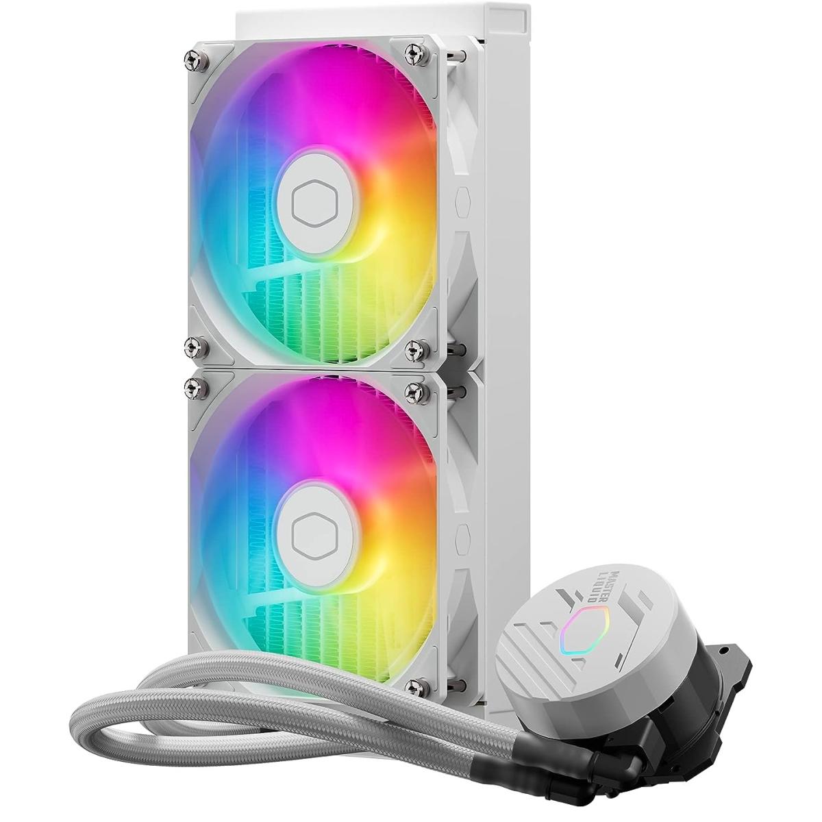 Cooler Master MasterLiquid 240L Core ARGB (White) CPU Liquid Cooler, New Gen S Dual Chamber Pump, 120mm ARGB Fans w/ CryoFuze Performance Thermal Paste | MLW-D24M-A18PZ-RW | - CompuMe Cooler Master MasterLiquid 240L Core ARGB (White) CPU Liquid Cooler, New Gen S Dual Chamber Pump, 120mm ARGB Fans w/ CryoFuze Performance Thermal Paste | MLW-D24M-A18PZ-RW | - CompuMe