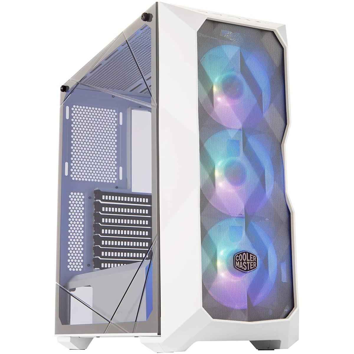 Cooler Master Masterbox Td500 Mesh Airflow Polygonal Mesh Front Panel Crystalline Tempered Glass 3x120mm Argb Lighting Fans White