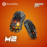 GravaStar Mercury M2 Wireless Gaming Mouse with 26,000 DPI, PAW3395DM Sensor -79g Lightweight Hollowed-Out Design -5 Programmable Buttons -5 Dynamic Lightsync RGB - Stealth Black