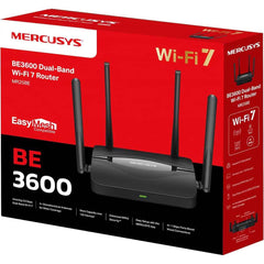 Mercusys Mr25be Router Wi Fi 7 Be3600mbps Dual Band, 4 Gigabit Ports, 4 High Gain Antennas, 160mhz Channels, 4k Qam, Mlo, Wpa3 Security, App Control Black