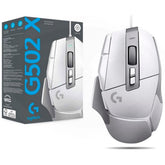 Logitech G502 X Lightforce Wired, Hybrid Optical-Mechanical Switches w/ Hero 25K Sensor, 89 Grams, 13 Programmable Controls - High Performance Gaming Mouse (White)