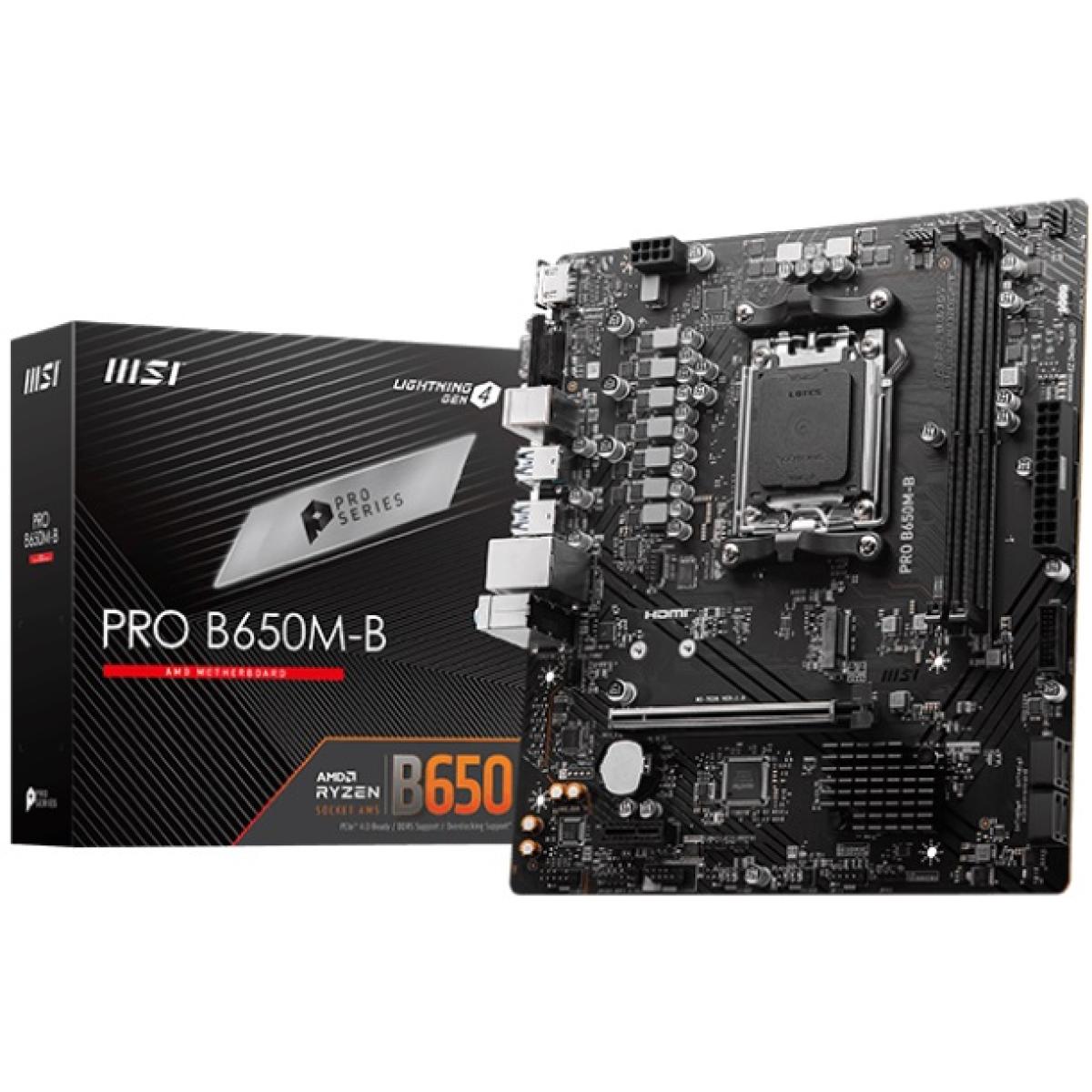MSI PRO B650M-B AMD RYZEN 7000 Series AM5/DDR5/PCIe 4.0/1xM.2 - mATX Gaming MotherBoard | MSI PRO B650M-B | - CompuMe