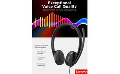 Lenovo Usb A Wired Stereo Headset For Pc/laptop, Ai Noise Canceling Via App, 140g Lightweight, Replaceable Earcups, Double Sided Boom Mic, In Line Controls With Mute For Call. Work With Teams/zoom