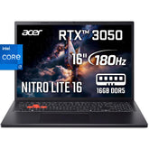 Acer Nitro Lite 16 (2025) Nl16 71g 76uf 13gen Intel Core I7 10 Cores W/ Ddr5 Memory & Nvidia Rtx 3050 6gb & 180 Hz Display Black