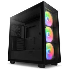 NZXT H7 Elite (2023) ATX Tempered Glass Mid Tower Gaming Case w/ 3x140mm RGB Fans + 1x140mm Quiet & USB Type-C Port - Matte Black | CM-H71EB-02 (Black) |