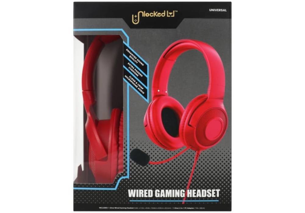 Unlocked Headset with MIC – 1 Jack AUX 3.5mm – Audio Aplitter Included – Red
