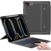 Nillkin For Ipad Pro 13 Inch Case With Keyboard M4 2024, Ipad Pro 13 Inch Case With Pencil Holder And Backlit Wireless Detachable Keyboard Arabic / English, Multi Touch Trackpad, Slide Camera Cover Black