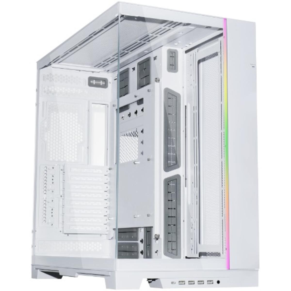 Lian Li O11 Dynamic EVO XL (White) Full Tower 2 Sided Tempered Glass Gaming Case w/ Reversable Chassis Mode , Dual Chamber & Side ARGB Strip, Up To 7 Drives Capacity & 420mm Radiator Support | O11DEXL-W White | - CompuMe