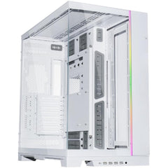 Lian Li O11 Dynamic EVO XL (White) Full Tower 2 Sided Tempered Glass Gaming Case w/ Reversable Chassis Mode , Dual Chamber & Side ARGB Strip, Up To 7 Drives Capacity & 420mm Radiator Support | O11DEXL-W White | - CompuMe