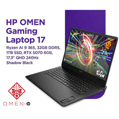 Hp Omen 17 (2025) 17 Db1002ne Amd Ryzen Ai 9 365 10 Cores Next Level Ai Powered W/ Nvidia Rtx 5070 8gb Ddr7 & Ips 2.5k 240hz Display Shadow Black