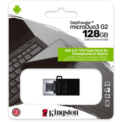 Kingston Datatraveler Microduo3 G2 128gb Microusb & Usb Type A For Android Otg - CompuMe