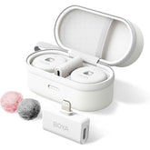 Boya Omic D Wireless Lavalier Microphone For Iphone Mfi Certified, Noise Cancelling Lapel Mic Wireless With Magnetic Clip Iphone Microphone For Video Recording Youtube Vlog White