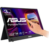 ASUS ZenScreen MB16AHT 15.6" Touch Portable Monitor Full HD IPS 10-Point Touch, Mini-HDMI, Ergo kickstand, Tripod socket, ASUS Flicker Free & Low Blue Light technologies, 262K Display Colors, Eye Care Technology, Black
