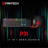 Fantech P31 Hero Bundle Wired Gaming Set (Keyboard + Mouse + Mouse Pad) Combo Kit, RGB Full Size Membrane Keyboard, 3600 DPI RGB Mouse, Large Stitched & Smooth Mouse Pad (350 x 300 x 4mm) | P31 HERO |