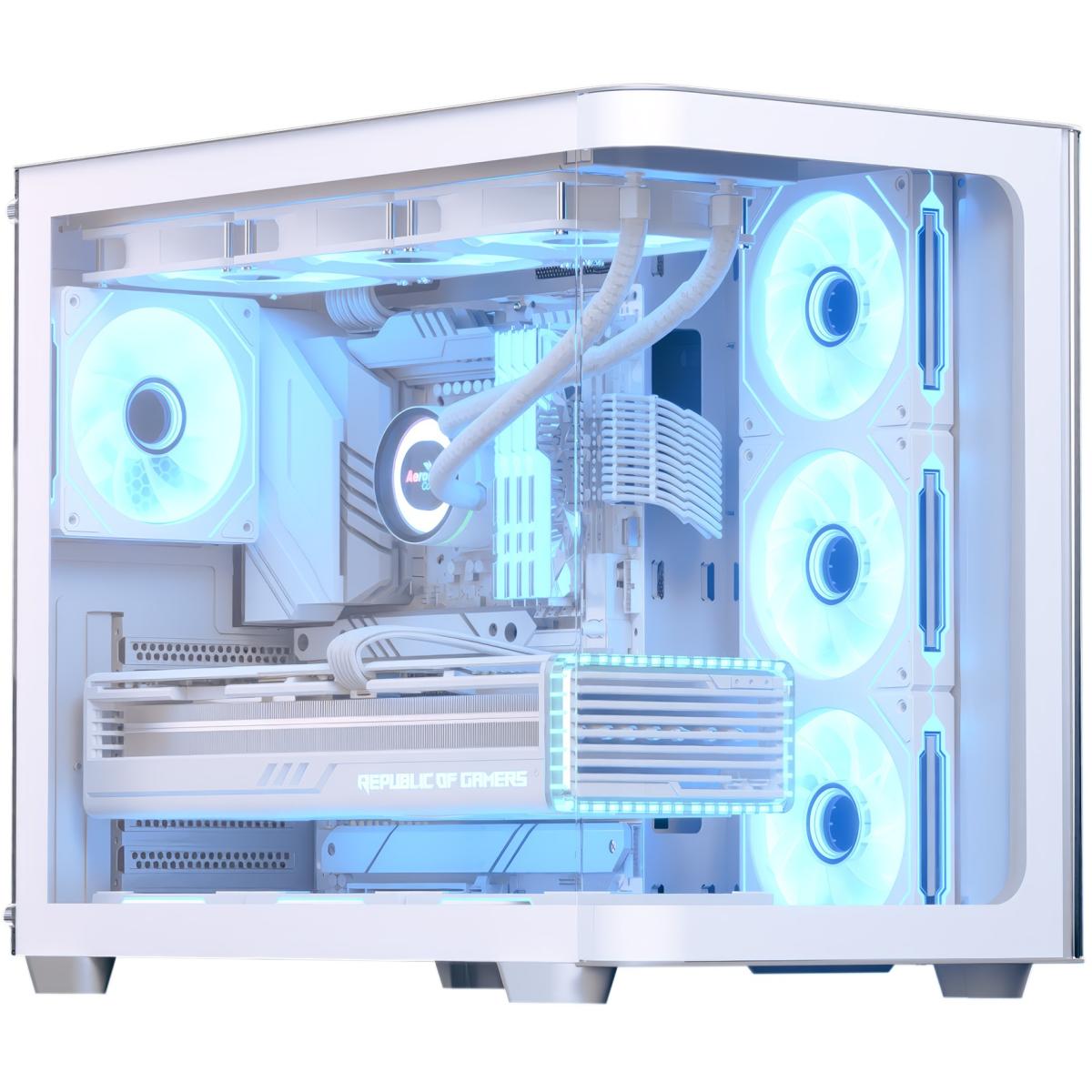 AeroCool P500C (White) ARGB Stylish w/ Panoramic View & Dual Chamber ATX Mid Tower Tempered Glass Gaming Case w/ 4 ARGB Mirage infinity Mirror Fans (3x120mm Side Reverse-Blade + 1x120mm Rear) | P500C-G-WT-v1 | - CompuMe AeroCool P500C (White) ARGB Stylish w/ Panoramic View & Dual Chamber ATX Mid Tower Tempered Glass Gaming Case w/ 4 ARGB Mirage infinity Mirror Fans (3x120mm Side Reverse-Blade + 1x120mm Rear) | P500C-G-WT-v1 | - CompuMe
