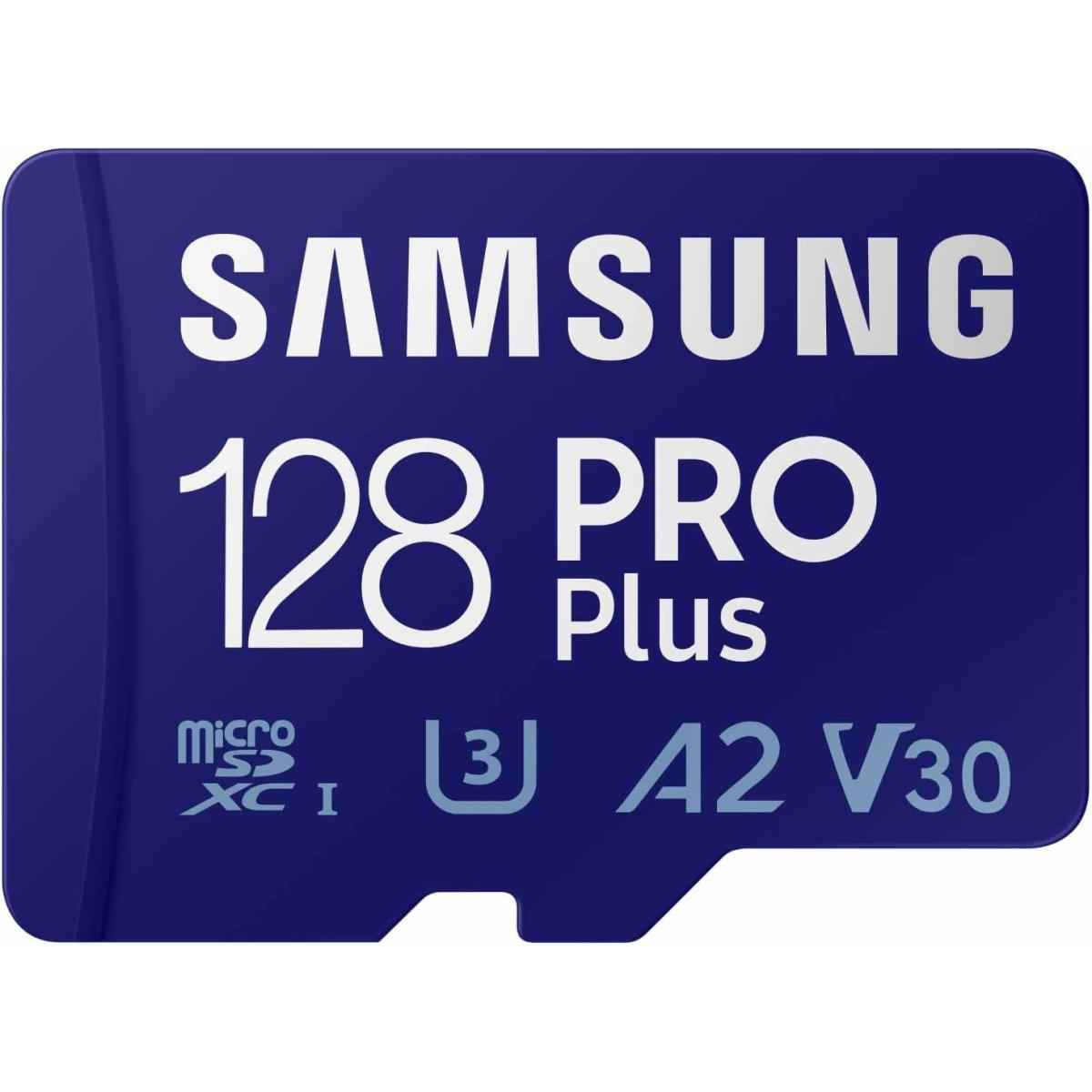 Samsung Pro Plus 128gb Microsd Memory Card Microsdxc, Up To 180 Mb/s, Full Hd & 4k Uhd, Uhs I, C10, U3, V30, A2, For Android Smartphones, Tablets, Gopro, And Dji Drone
