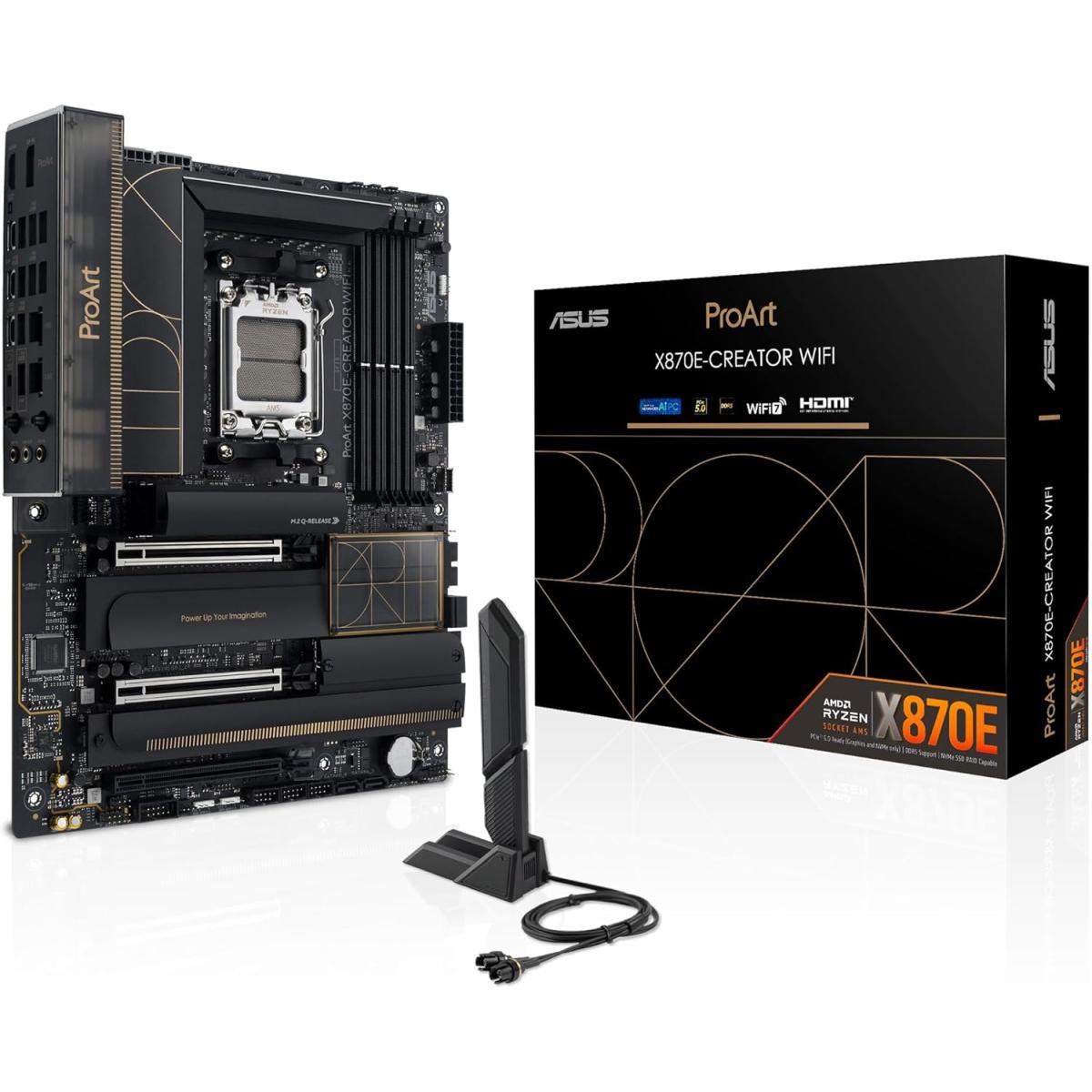 Asus Proart X870e Creator Wifi Am5 Atx Amd X870e Chipset, 4x Ddr5 Dimm Slots, 192gb Max Memory, 4x M.2 Pcie Slots, 2x Pcie 5.0 X16 Slots, Bluetooth V5.4 Asus Proart X870e Creator Wifi Am5 Atx Amd X870e Chipset, 4x Ddr5 Dimm Slots, 192gb Max Memory, 4x M.2 Pcie Slots, 2x Pcie 5.0 X16 Slots, Bluetooth V5.4