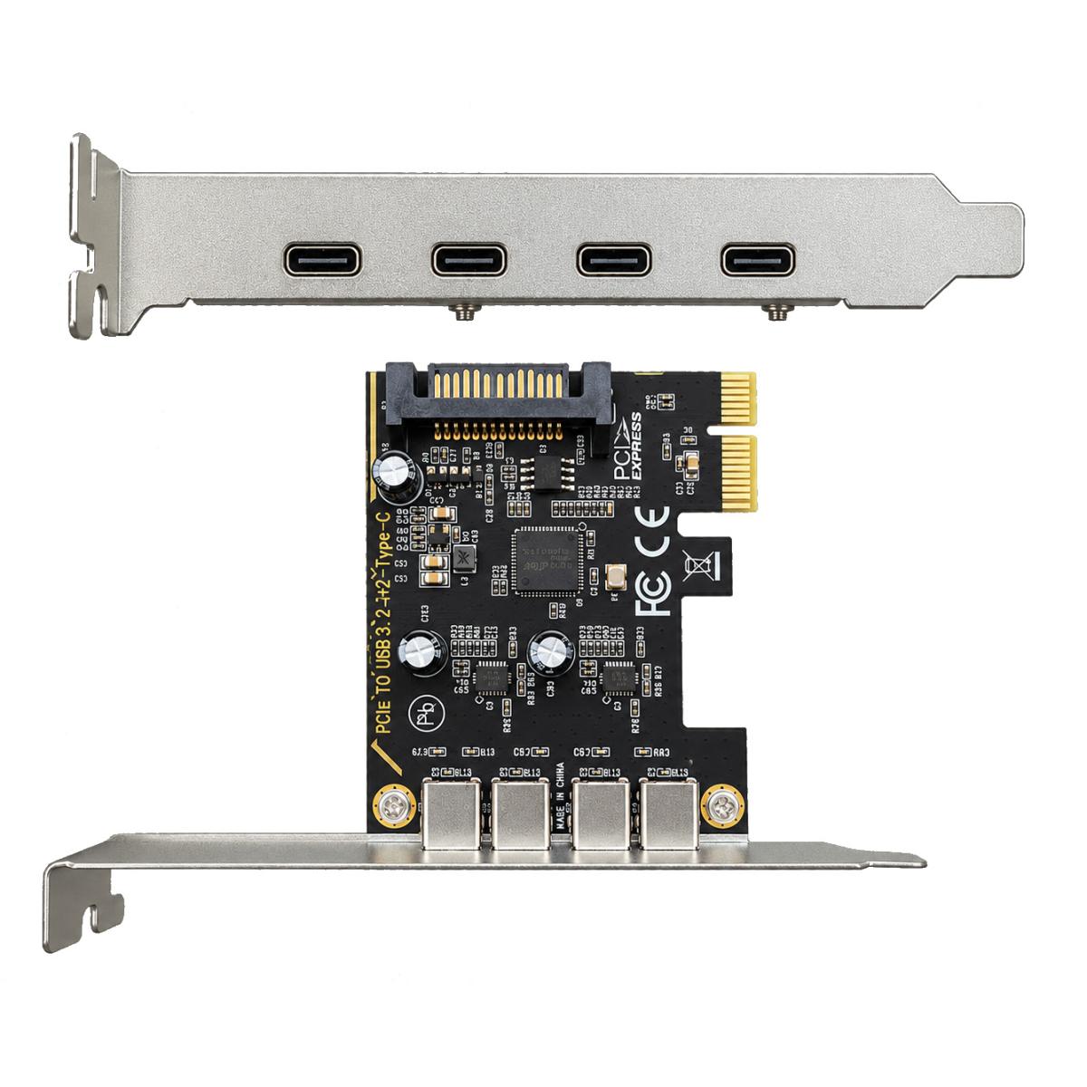 4 Port PCI Express Adapter Card USB 3.2 Type-C