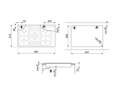 PGF95 4-Cooker, 90 Cm, 5 Steel Burners