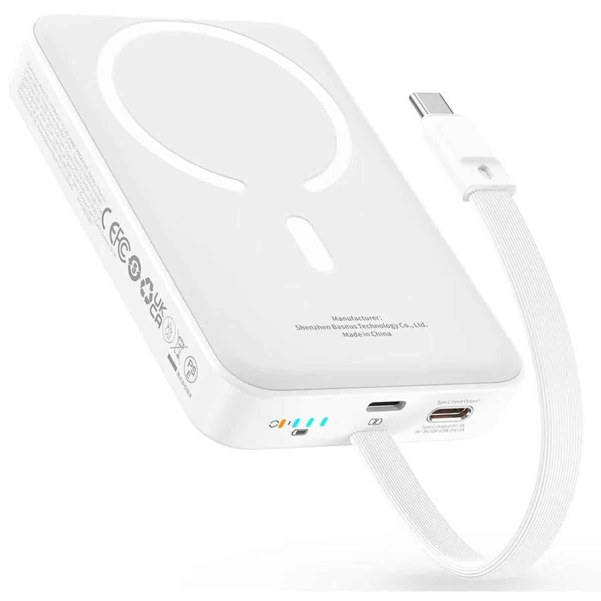 Baseus Magnetic Power Bank 30w 10000mah With Built In Usb C Cable Black