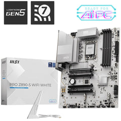MSI PRO Z890-S WIFI WHITE -Wi-Fi 7-, Intel Core Ultra -Series 2-, LGA 1851-DDR5-PCIe 5.0-3xM.2 - ATX Gaming MotherBoard - PRO Z890-S WIFI WHITE -