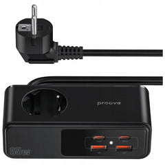 Power Strip Proove Homester Pro 65W (3AC + 2 Type-C + 2 USB) Extension Strip 1 AC Outlets EU Power Socket 1.5M - Black