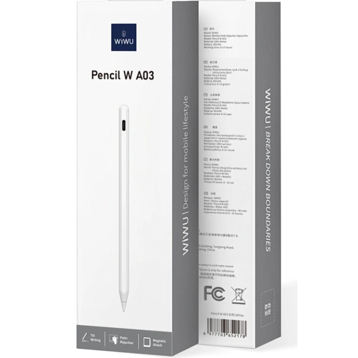 Wiwu Pencil W A03 Magnetic Charging Stylus Pen For Ipad White - CompuMe