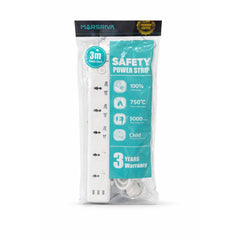 MARSRIVA Safety Power Strip 3m EU – 6xSockets Power - LC-PS801-EU