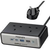 Promate Powerbrix2 GAN65 65w Power Delivery Ganfast Charging Station with 3250w Dual Ac Socket