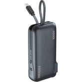 Promate Dual Mode Ac/dc Charger And 10000mah Power Bank With 20w Usb C Port, Built In Usb C Cable, 22.5w Usb A Quick Charge, Digital Display, And Multi Proteion System For Safe Black