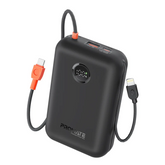 Promate PowerPod-30 30000mAh Compact Power Bank with Built-In USB-C & Lightning Cable - Black