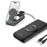 Promate Powerpack Fold 5 In 1 Magsafe Power Bank, 10000mah 15w Foldable Wireless Powerbank Iphone 15/15+/15 Pro/15 Pro Max, 14/14+/14 Pro/max, Apple Watch, Air Pods, 18w Usb Qc 3.0 Port, 20w Usb C Black - CompuMe