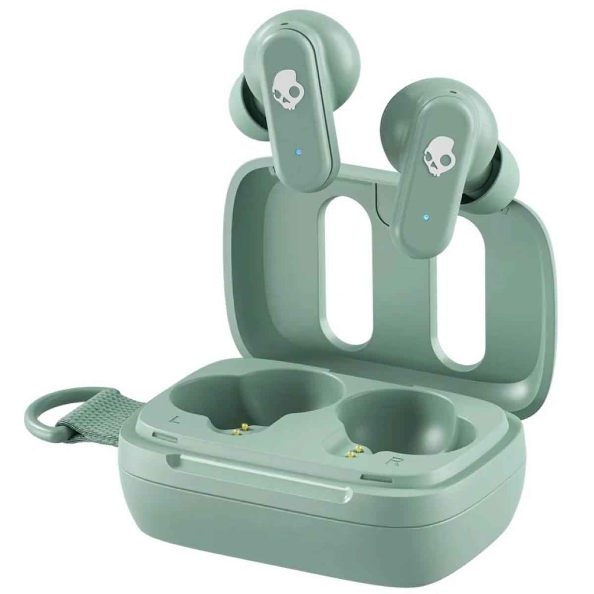 Skullcandy Dime 3 Wireless Earbuds, Bluetooth Headphones, Noise Isolating Fit, Up To 20 Hours Battery, Microphone For Iphone Android, Easy Carry With Integrated Lanyard Preppy Sage