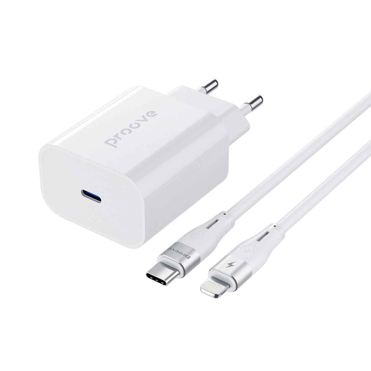 Proove Rapid Pd Wall Charger Type C 20w With Cable Usb C Lightning White