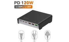 Ldnio Q605 120w 6 Ports USB - C Pd Tablet Laptop Fast Charger Multi Port High Power Desktop Charger Us EU Uk Plug Charger Adapter Black