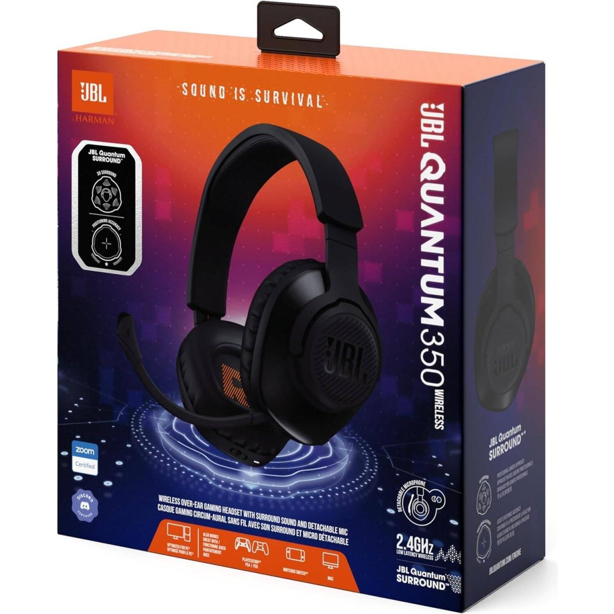 Jbl Quantum 350 Wireless Gaming Headset Detachable Boom Mic, 22 Hour Battery Life, Speed Charge & Power & Play, Optimized For Pc, Ps5, Nintendo Switch & More , Black - CompuMe Jbl Quantum 350 Wireless Gaming Headset Detachable Boom Mic, 22 Hour Battery Life, Speed Charge & Power & Play, Optimized For Pc, Ps5, Nintendo Switch & More , Black - CompuMe