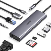 Ugreen 15601 10 In 1 Multiport Adapter 4k30hz 100w Sd Tf 3.5mm Audio Ethernet Vga