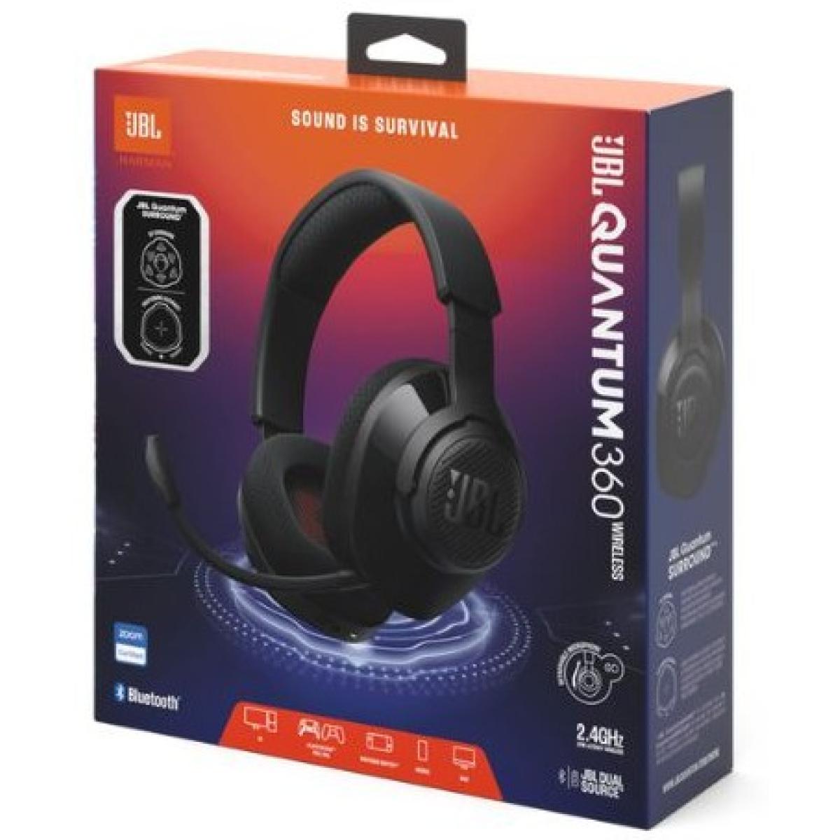 Jbl Quantum 360 Wireless Over Ear Gaming Headphones With 2.4ghz/bluetooth Dual Wireless Conneion, 22h Battery, Multiplatform Compatible, Detachable Mic With Mute Option Black Jbl Quantum 360 Wireless Over Ear Gaming Headphones With 2.4ghz/bluetooth Dual Wireless Conneion, 22h Battery, Multiplatform Compatible, Detachable Mic With Mute Option Black
